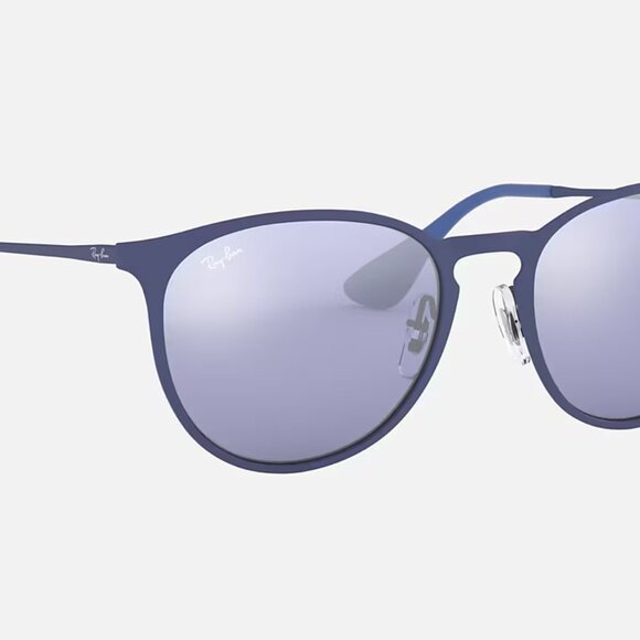 NEW Ray-Ban RB3539 Erika Metal Sunglasses Matte Blue/Blue Light Grey Mirror - Picture 6 of 16